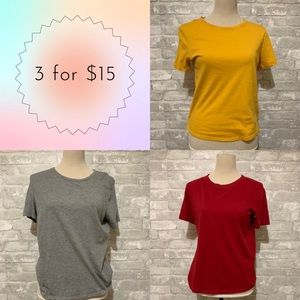 LIKE NEW Forever 21 Short Sleeve Crew Neck Cotton T Tee Shirt Red Yellow Gray M